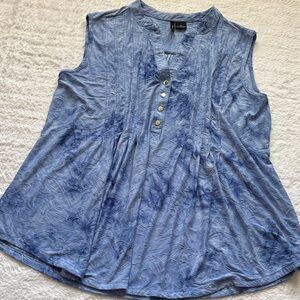 Beautiful Blue Embroidered Henley Top